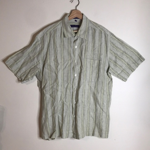 Alan flusser mens 100% linen button up shirt size XL - Picture 1 of 11